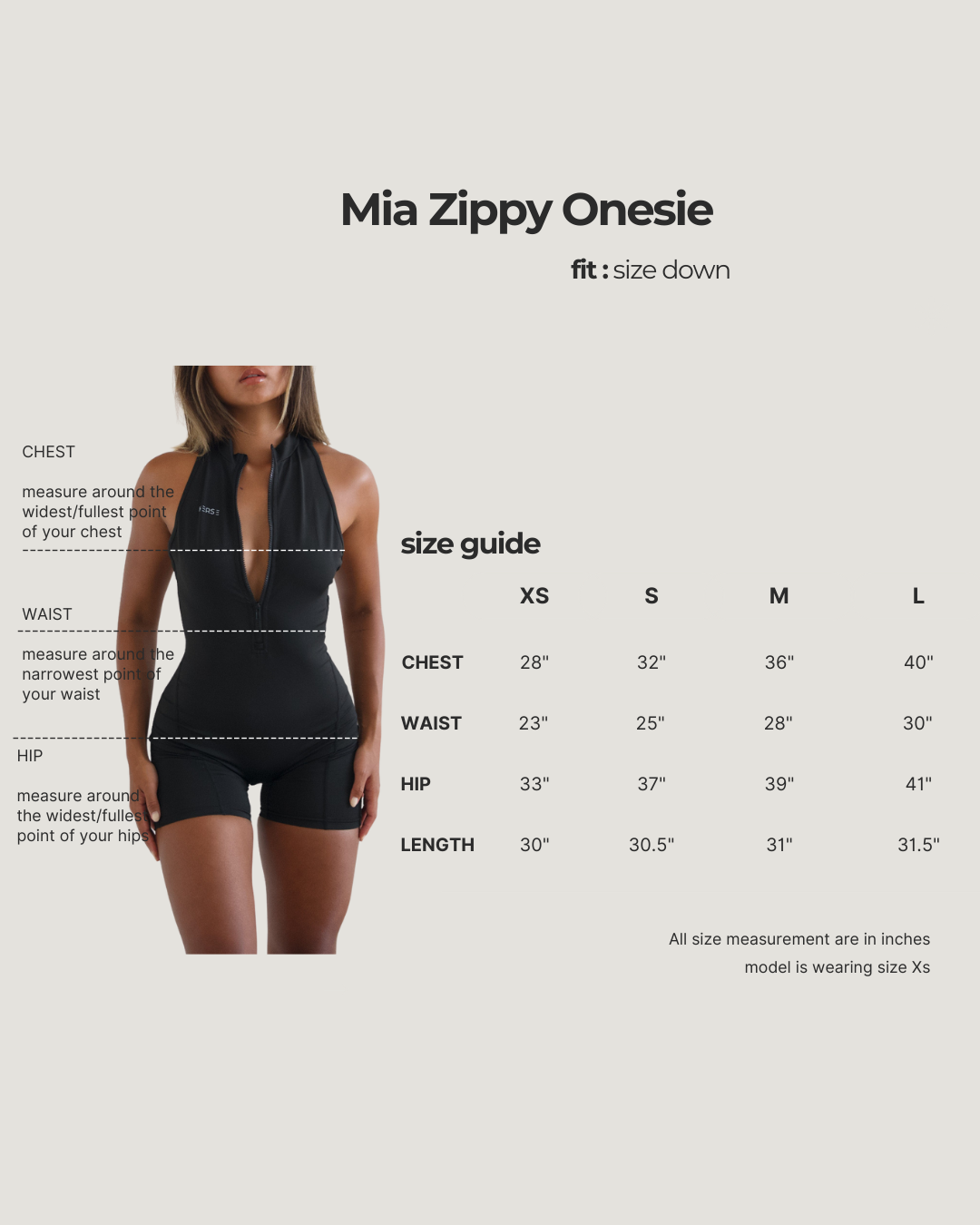 Mia Zippy Onesie Black